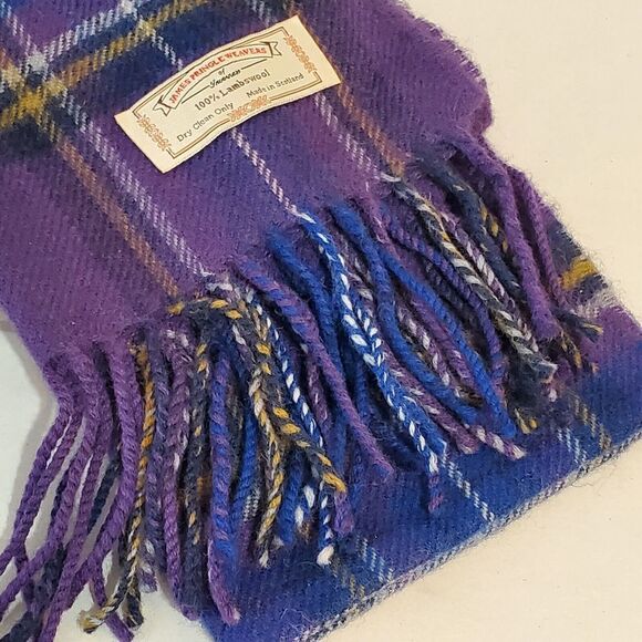 NEW James Pringle Weavers Scarf 100% lambswool Plaid Scotland Fringe 11" x 59" - Picture 4 of 5